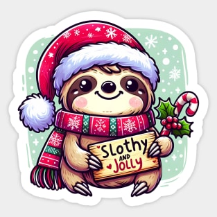 Slothy and Jolly - Cute Christmas sloth Sticker